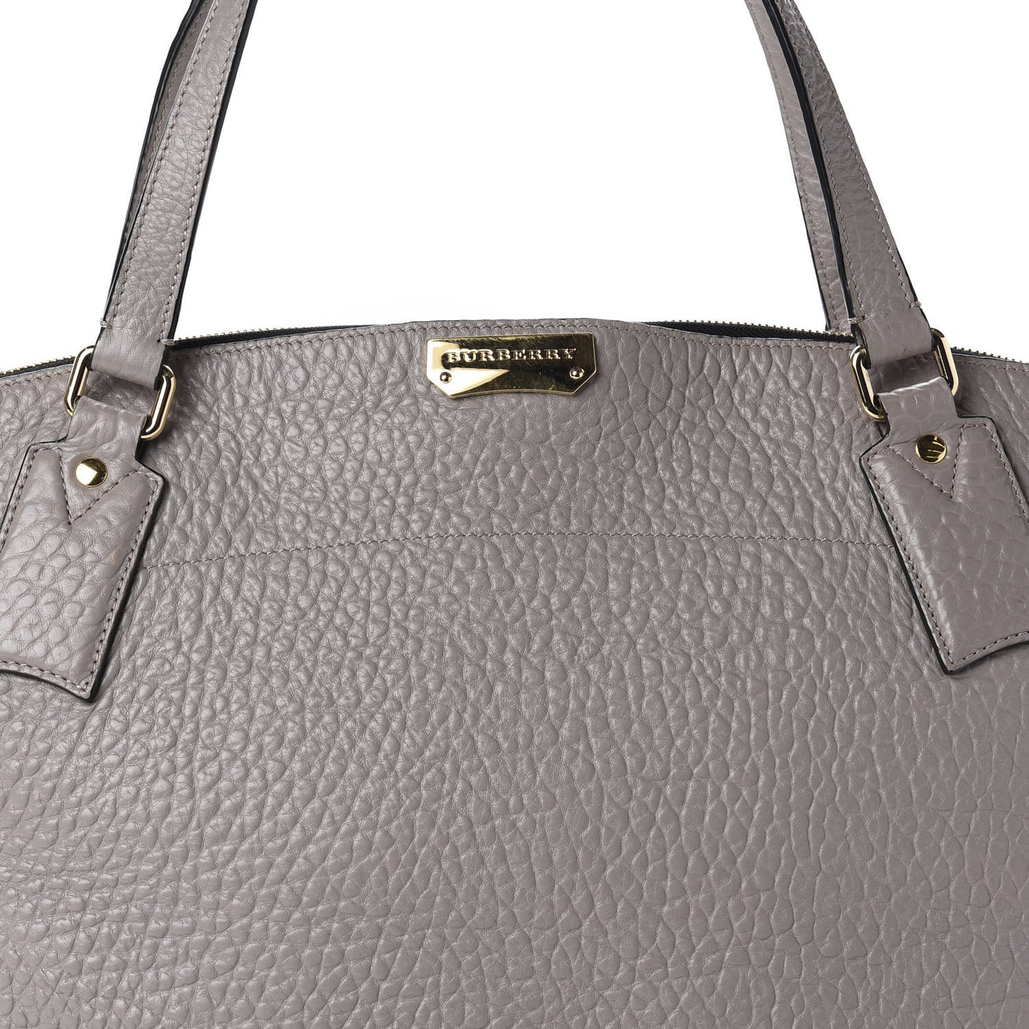Signature Grain Calfskin Medium Welburn Tote Pale Grey