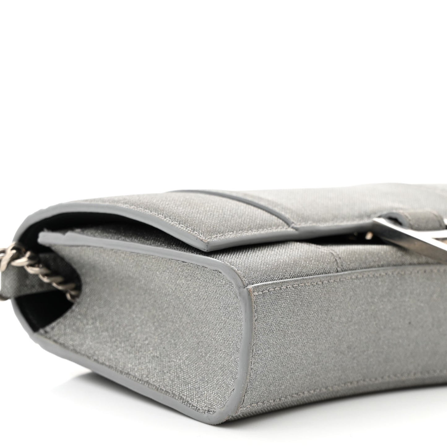 Glitter Fabric Hourglass Chain Bag Grey