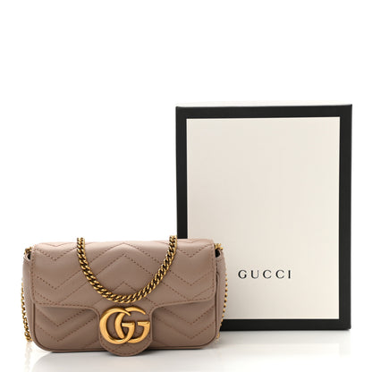 Gucci Calfskin Matelasse Super Mini GG Marmont Shoulder Bag Porcelain Rose 11 of 11