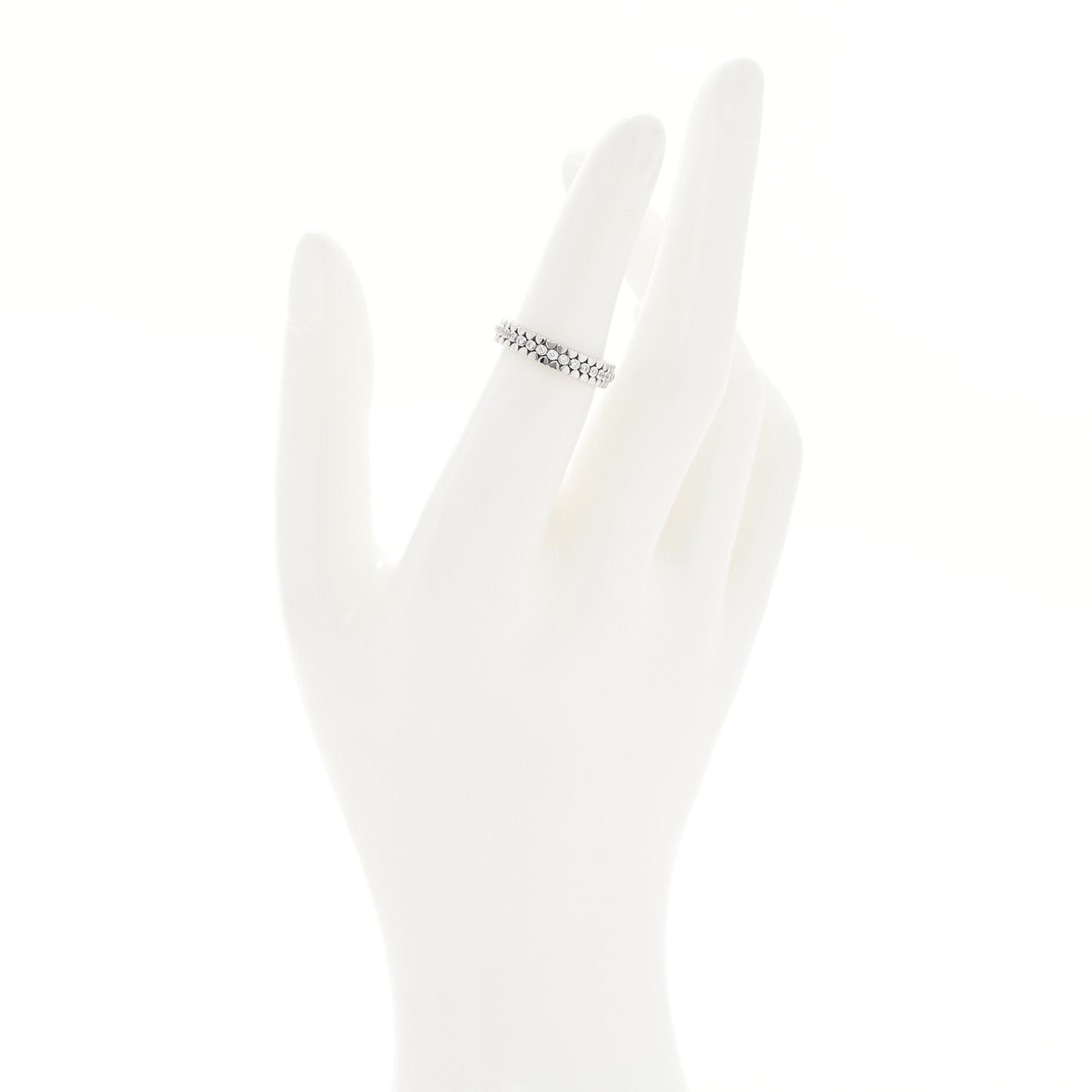 18K White Gold Diamond Crown of Hearts Band Ring 51 5.75