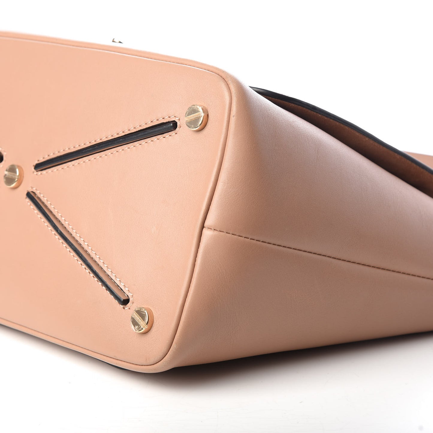 Calfskin Rockstud Demilune Double Handle Satchel Skin Sorbet