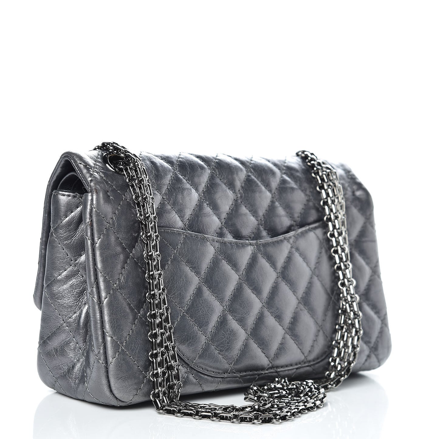 Metallic Aged Calfskin Quilted 2.55 Reissue 225 Flap Grey