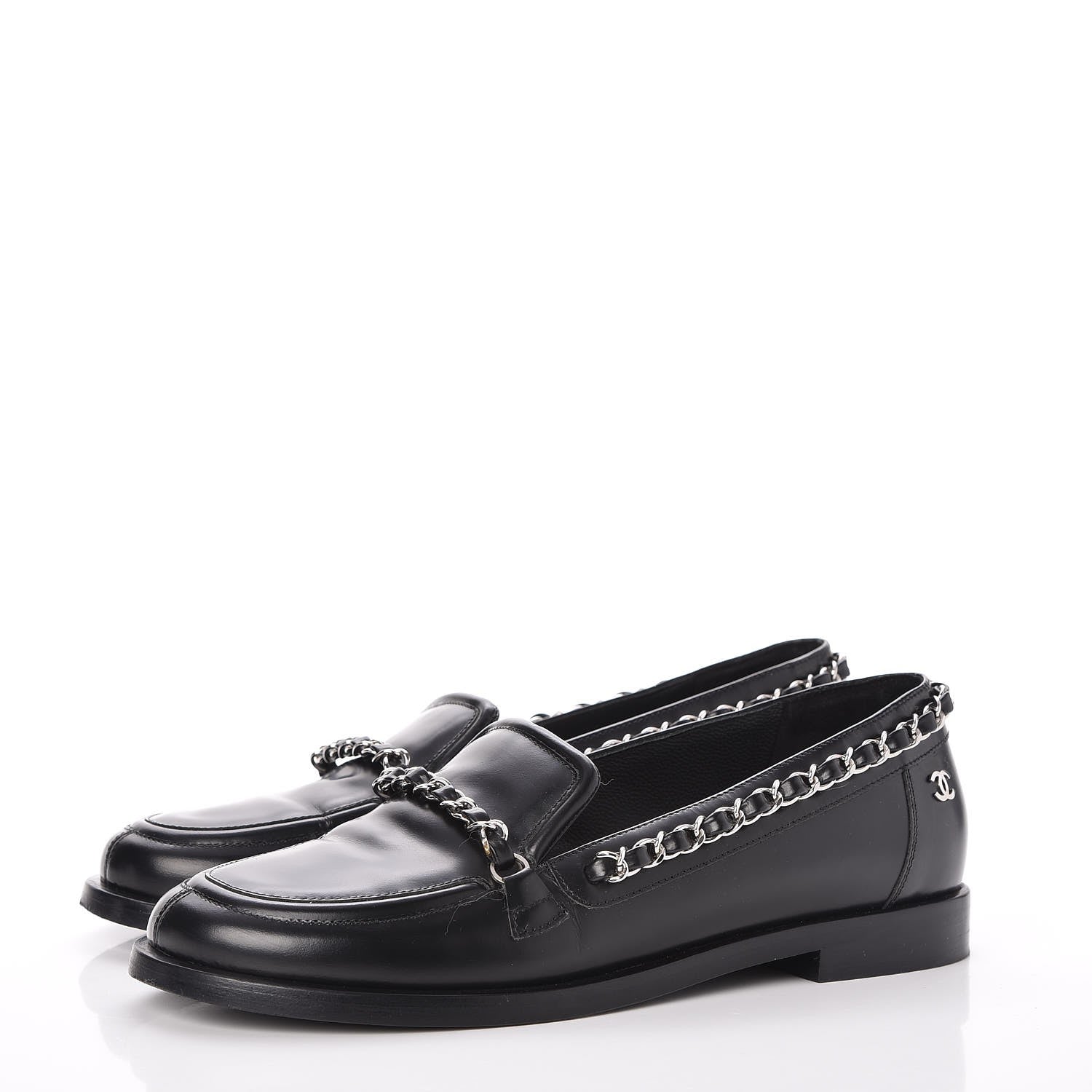 Chanel Calfskin CC Chain Moccasin Loafers 35 Black 3 of 11