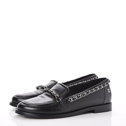 Chanel Calfskin CC Chain Moccasin Loafers 35 Black 3 of 11