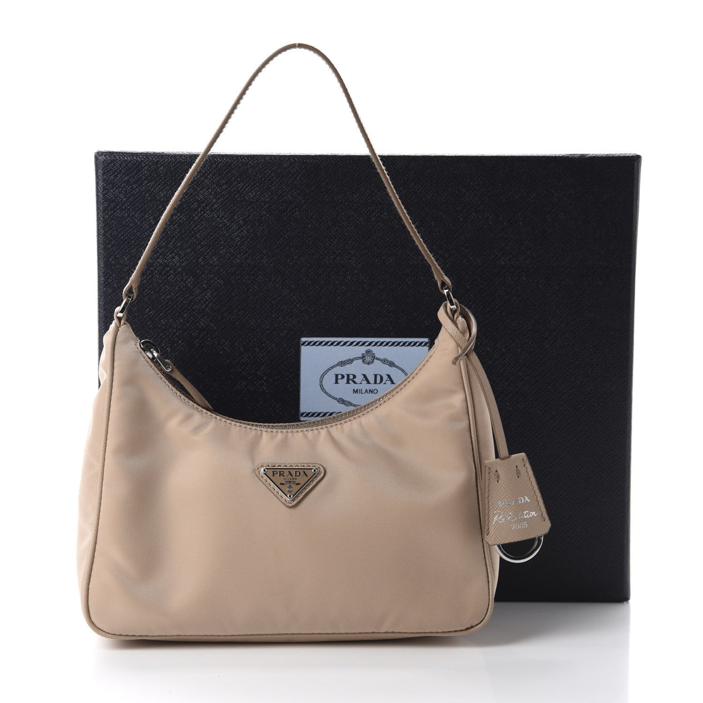 Re-Nylon Saffiano Mini Re-Edition 2005 Bag Cammeo