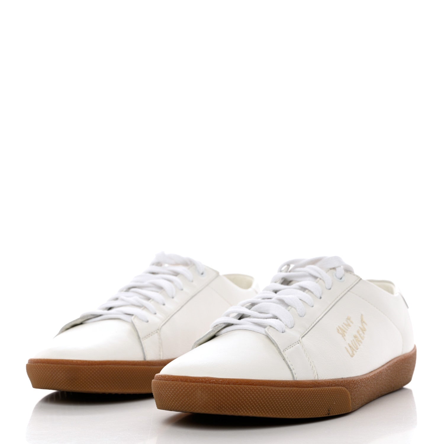 Saint Laurent Calfskin Embroidered Mens Court Classic Sneakers 41.5 White 3 of 8