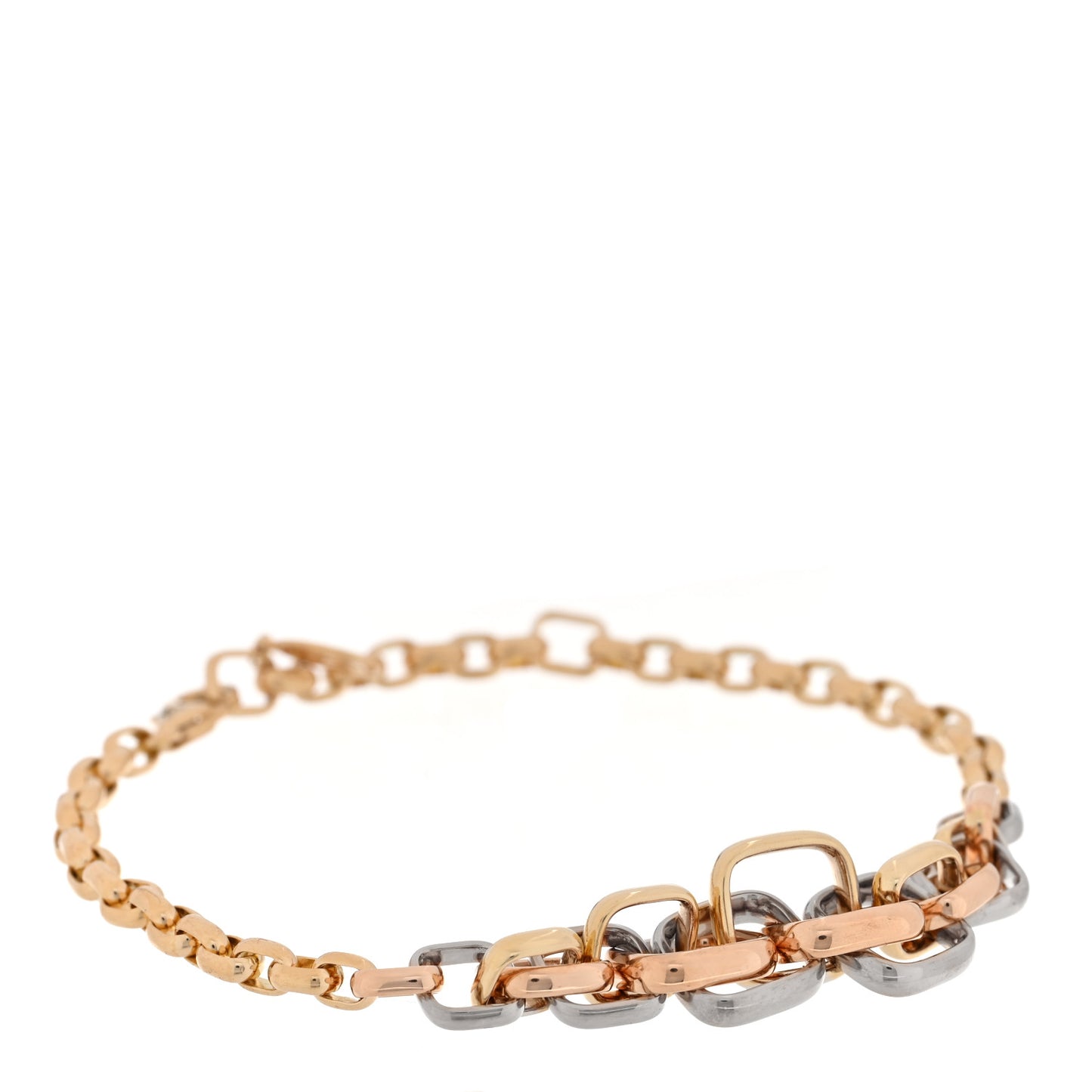 18K Pink Yellow White Gold Trinity Cushion Shaped Bracelet