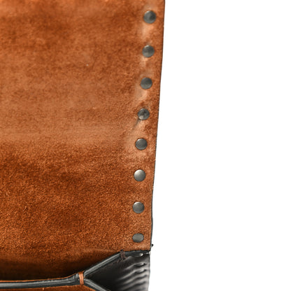 Valentino Garavani Calfskin Embossed Medium Guitar Strap Rockstud Rolling Flap Saddle Bag Brown 10 of 17