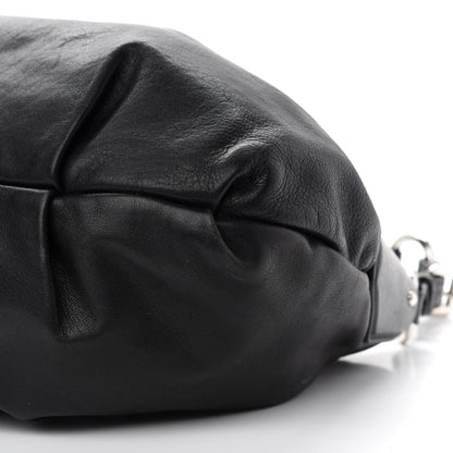 Prada Soft Calfskin Pleated Hobo Black 8 of 9