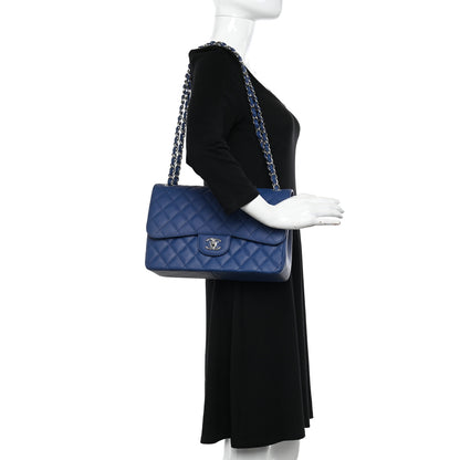 Chanel Caviar Quilted Jumbo Double Flap Blue 2 of 10