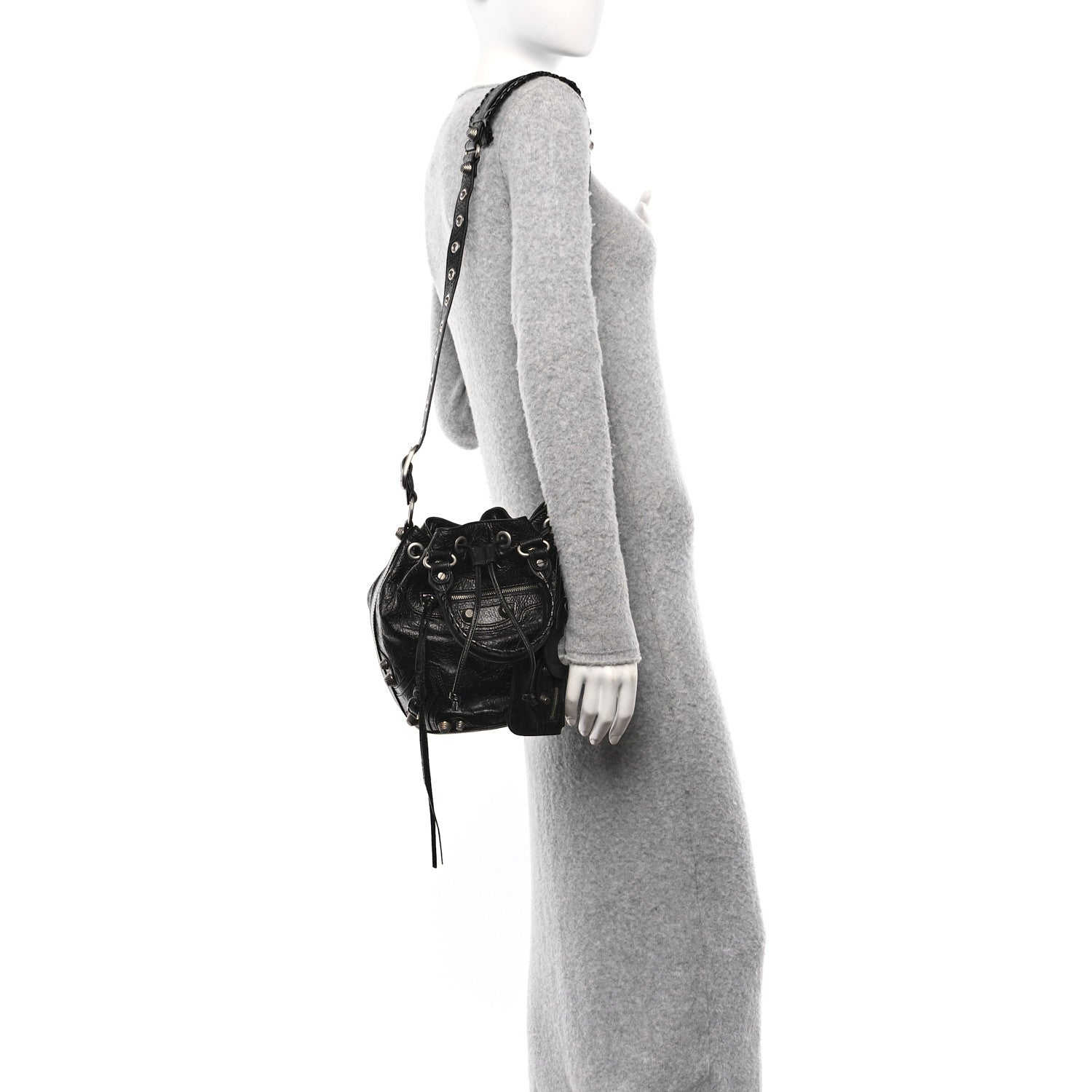 Balenciaga Agneau Arena Small Le Cagole Bucket Bag Black 2 of 10