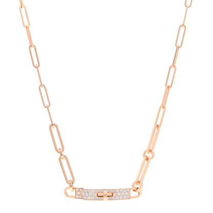 Hermes 18K Rose Gold Diamond Pave Kelly Chaine Choker Necklace 1 of 5