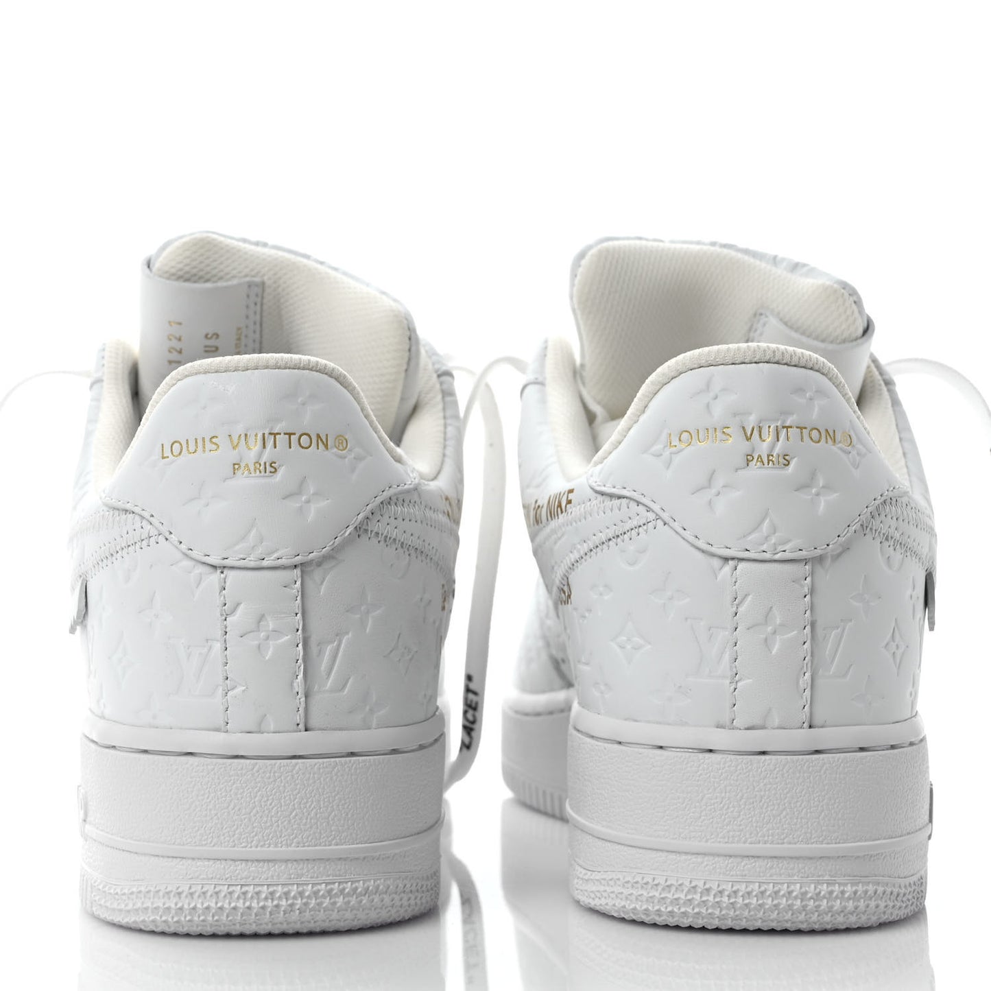 X NIKE AIR FORCE 1 Calfskin Monogram Mens Low Top Sneakers 9 White