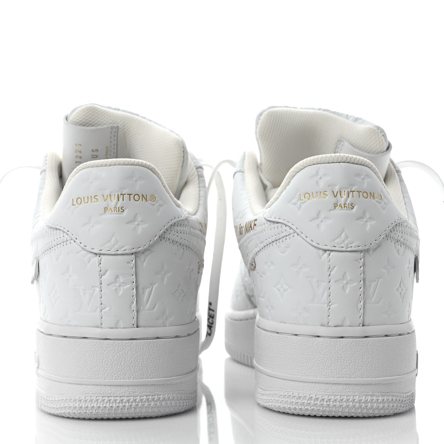Louis Vuitton X NIKE AIR FORCE 1 Calfskin Monogram Mens Low Top Sneakers 9 White 5 of 10