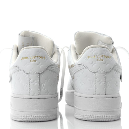 Louis Vuitton X NIKE AIR FORCE 1 Calfskin Monogram Mens Low Top Sneakers 9 White 5 of 10