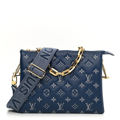 Louis Vuitton Lambskin Embossed Monogram Coussin PM Denim Blue 1 of 9