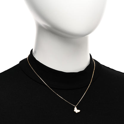 Van Cleef & Arpels 18K Yellow Gold Mother of Pearl Sweet Alhambra Butterfly Pendant Necklace 2 of 5