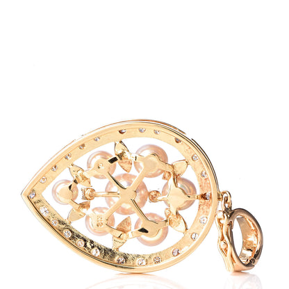 Mikimoto 18K Yellow Gold Diamond Akoya Pearl 4-6.5mm Leaf Enhancer Pendant 3 of 3