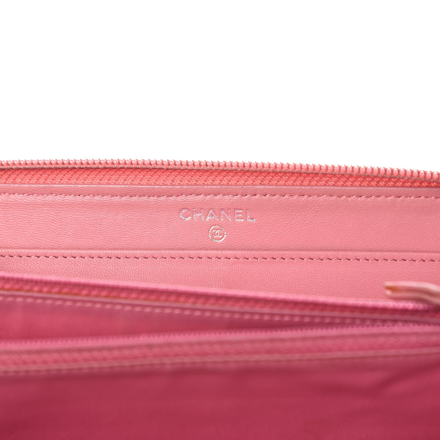 Chanel Lambskin Camellia Embossed Zip Around Large Gusset Wallet Pink 12 of 15