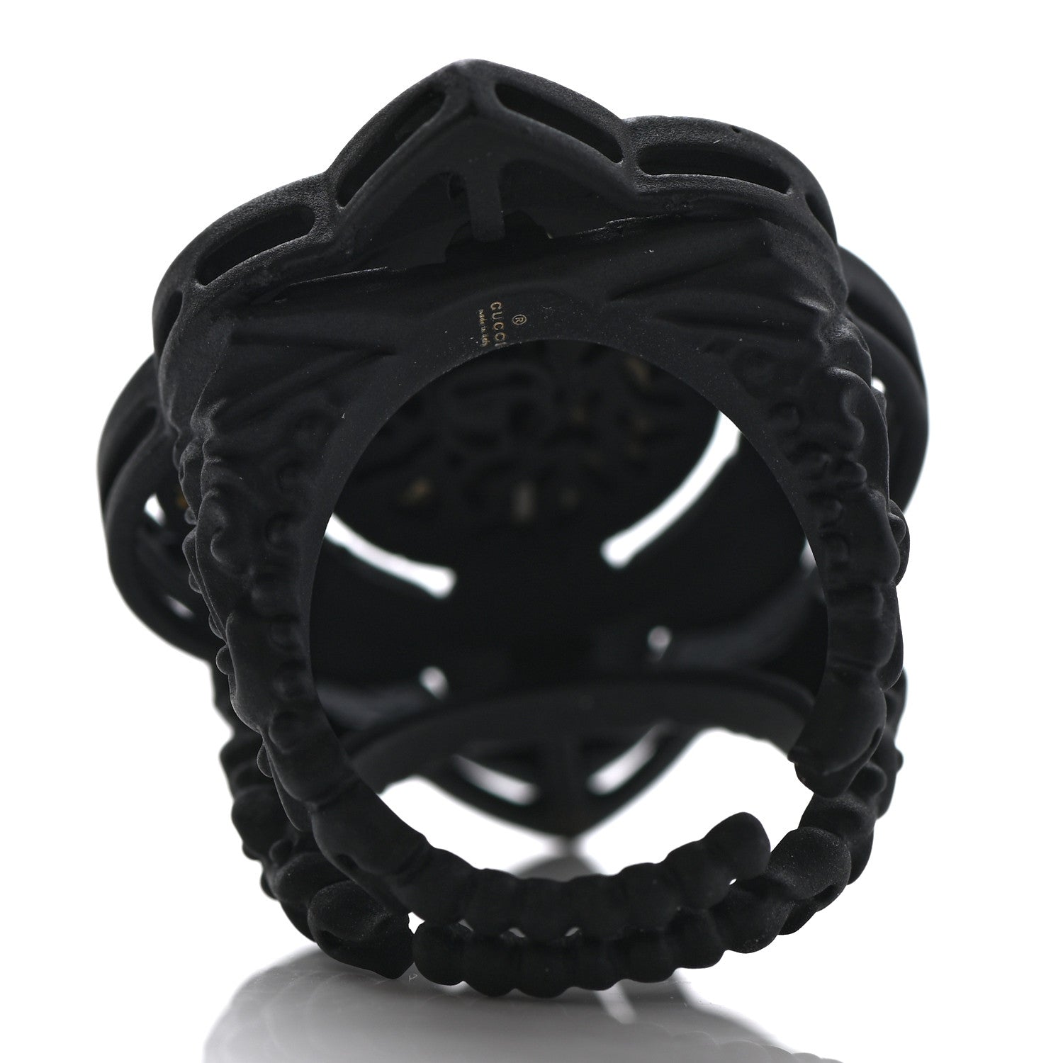 Gucci Metal Crystal Velvet Ring 16 Black 3 of 5