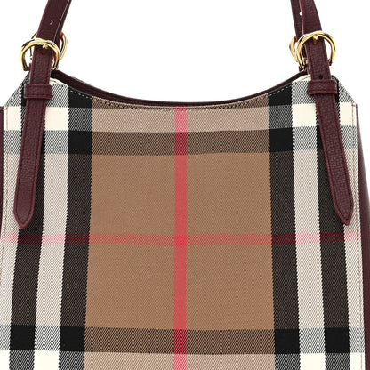 Burberry House Check Grainy Calfskin Small Canterbury Tote Mahogany Red 9 of 11