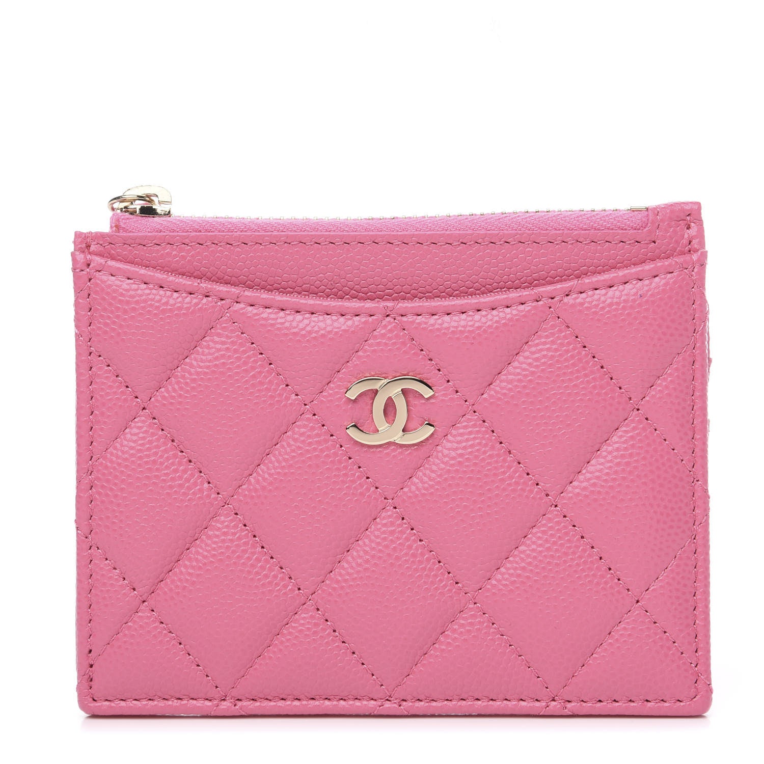 Chanel Caviar Quilted CC Zip Card Holder Pink 1 of 6