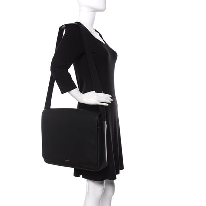 Saint Laurent Grain De Poudre Classic Flap Front Messenger Bag Black 2 of 12