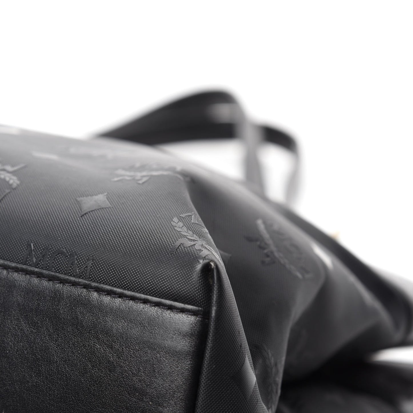 Lambskin Coated Canvas Monogram Chain Tote Black