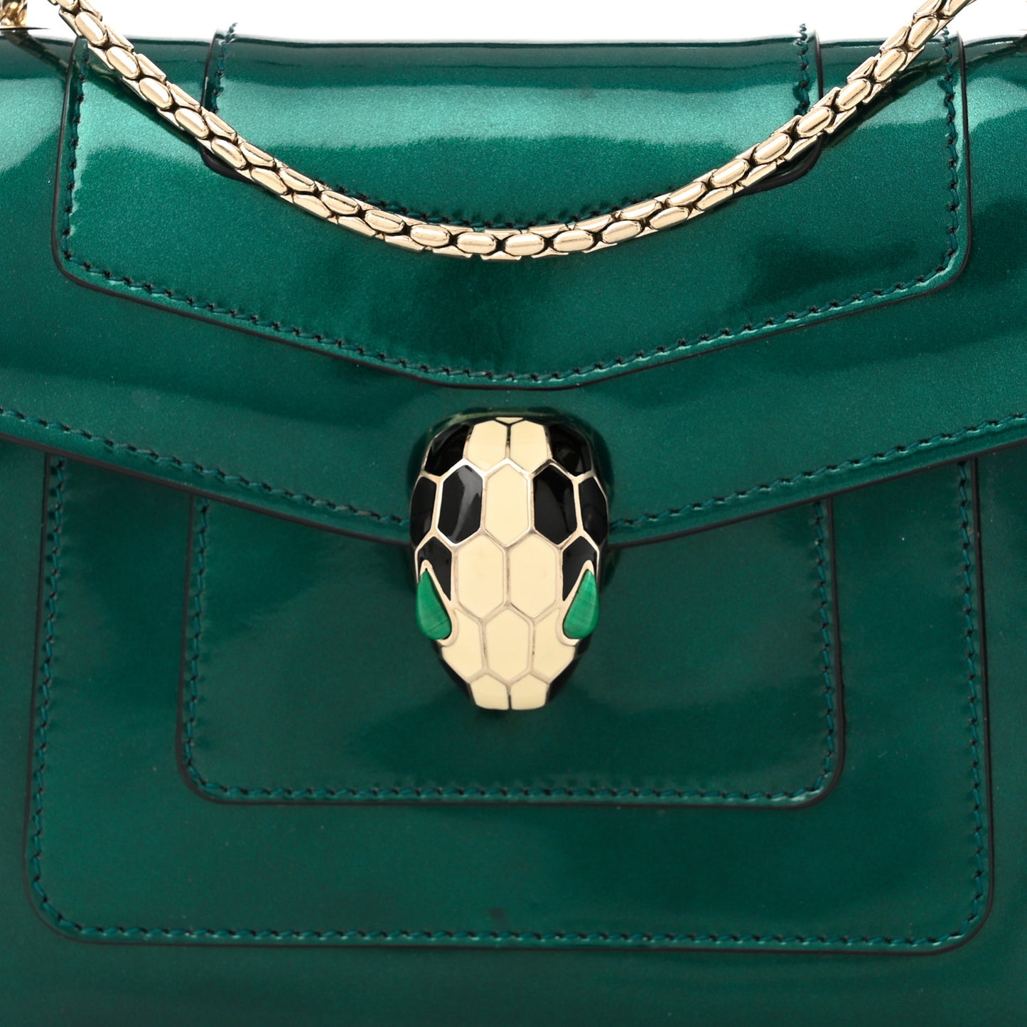 Patent Serpenti Forever Crossbody Emerald