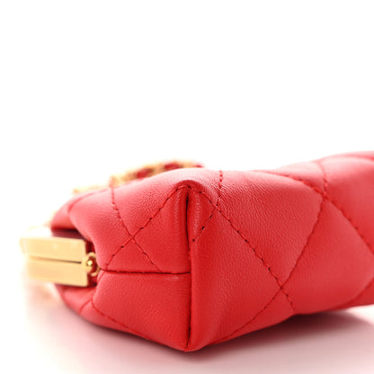 Chanel Lambskin Quilted Mini Kiss Lock Clutch With Chain Red 8 of 10