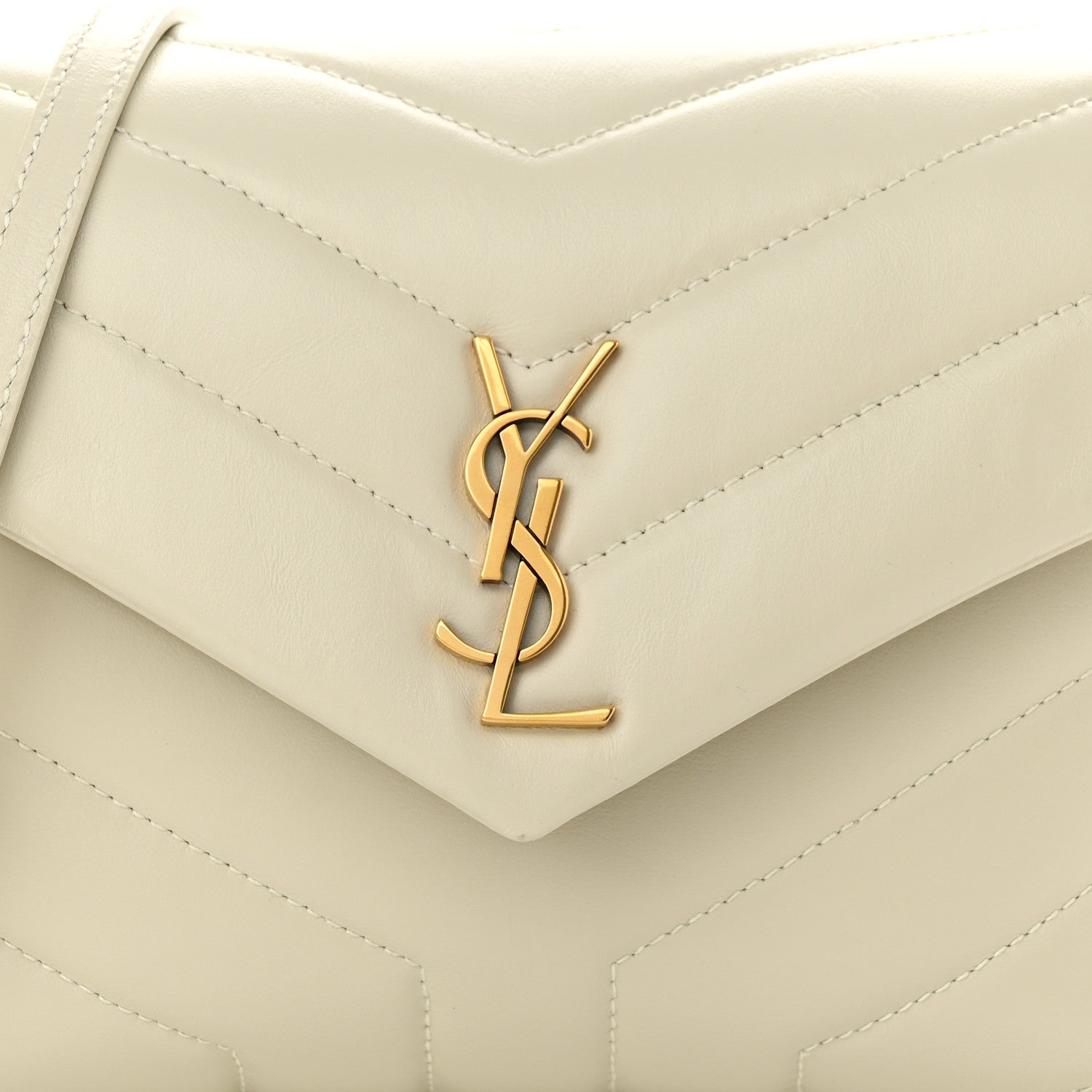 Saint Laurent Calfskin Y Quilted Monogram Toy Loulou Crossbody Bag Crema Soft 8 of 10