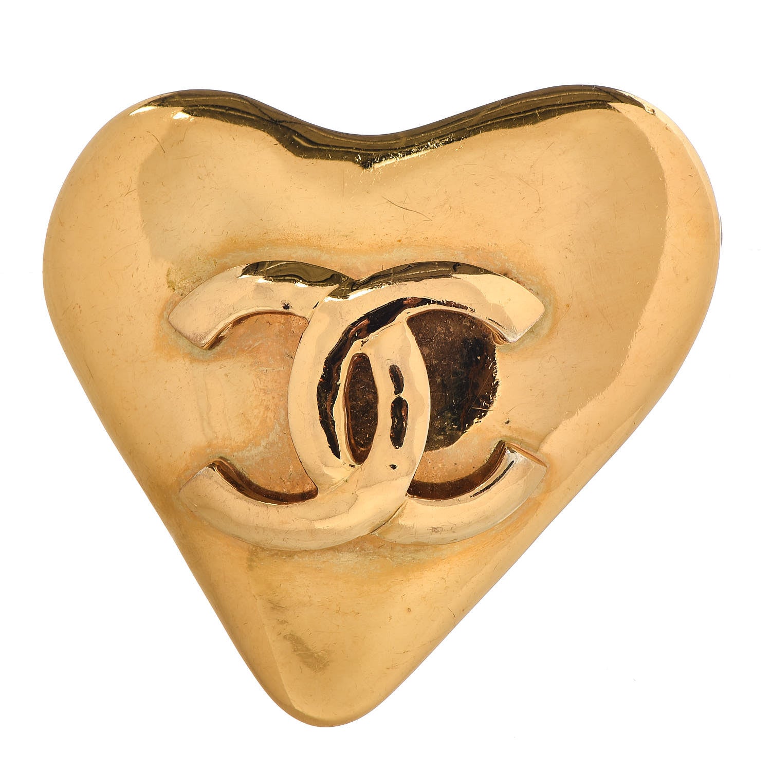 Chanel CC Heart Brooch Gold 1 of 4