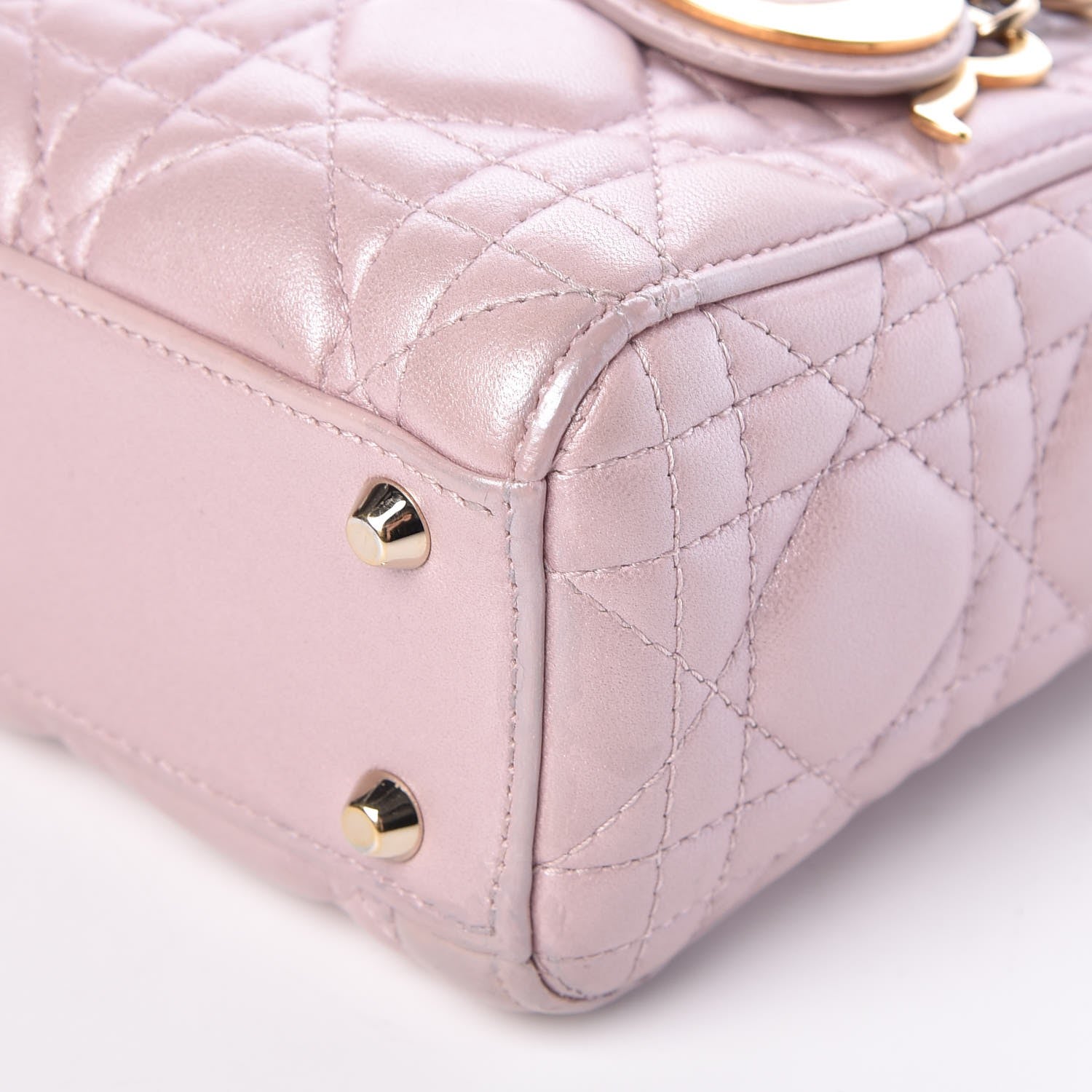Christian Dior Metallic Calfskin Cannage Mini Lady Dior Pink 8 of 9