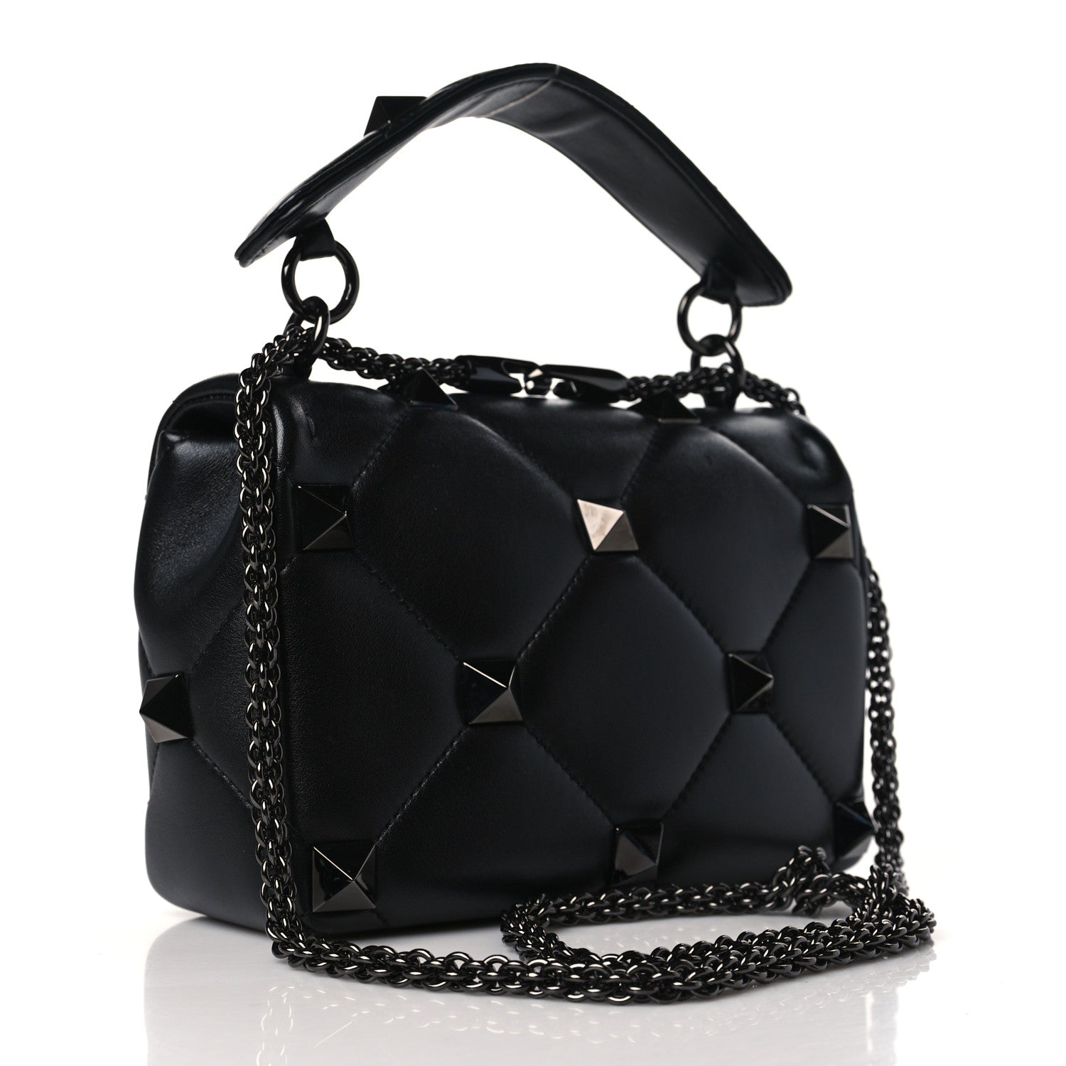 Valentino Garavani Nappa Monochrome Medium Roman Stud Shoulder Bag Black 3 of 10