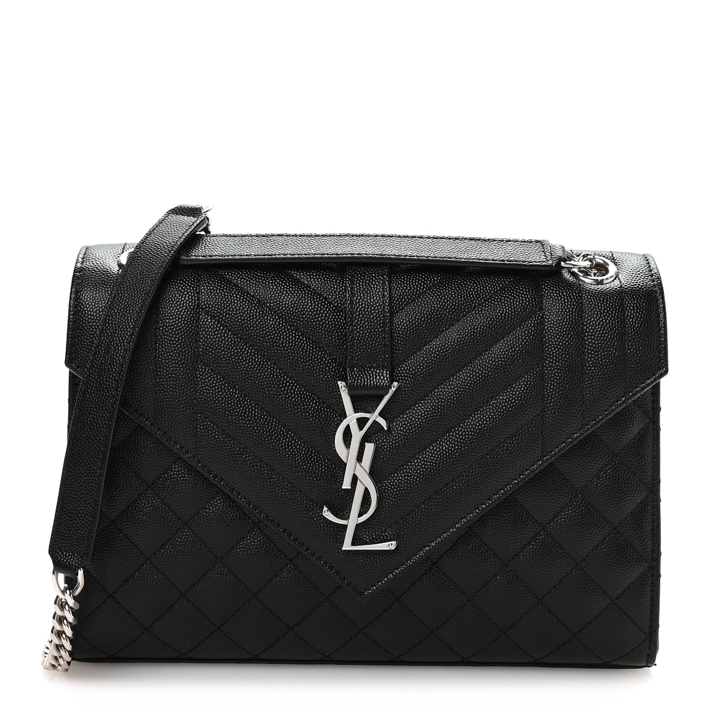 Grain De Poudre Textured Mixed Matelasse Triquilt Medium Monogram Satchel Black