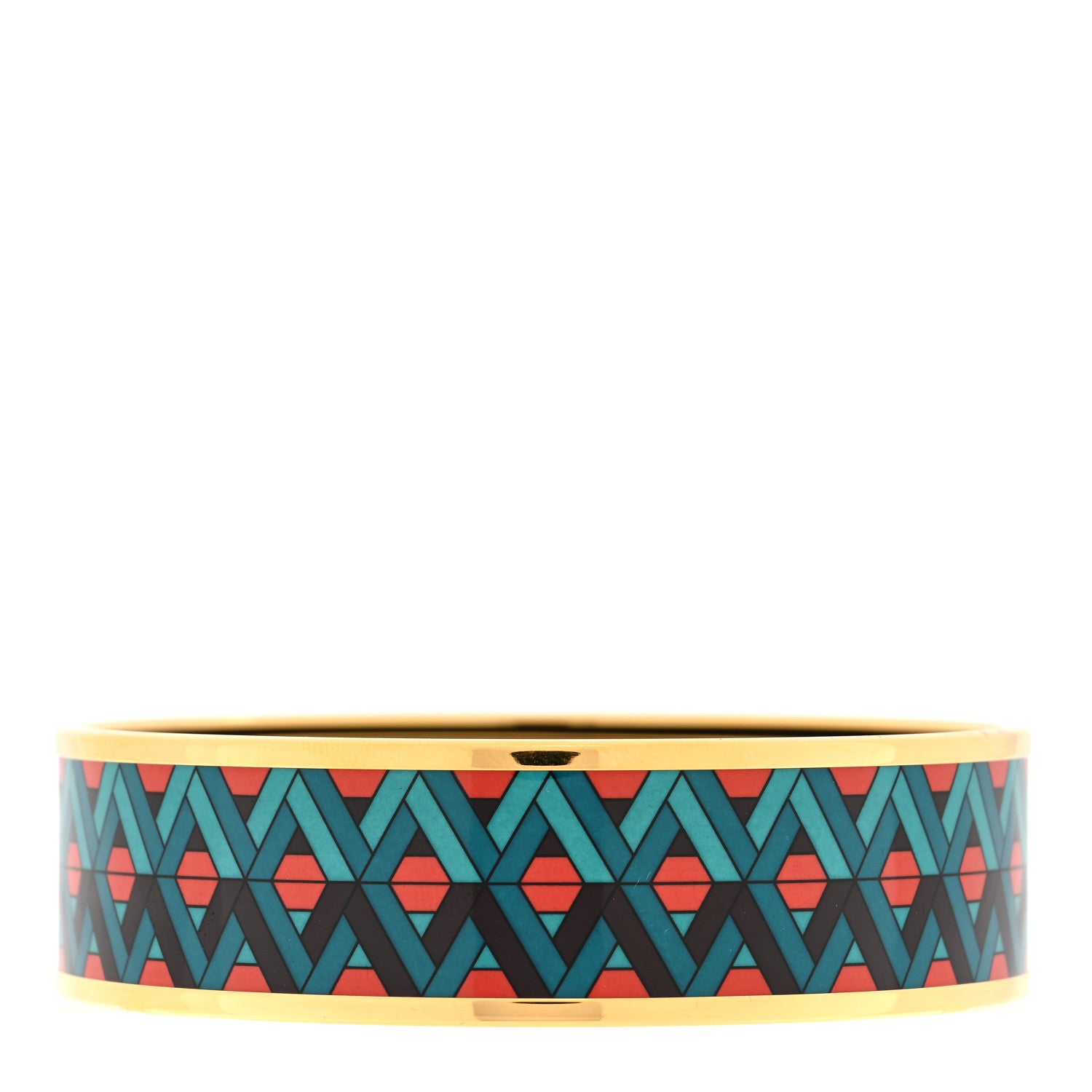 Hermes Enamel Printed Carre Cube Wide Bracelet 65 Blue Red 1 of 3
