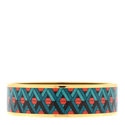 Hermes Enamel Printed Carre Cube Wide Bracelet 65 Blue Red 1 of 3