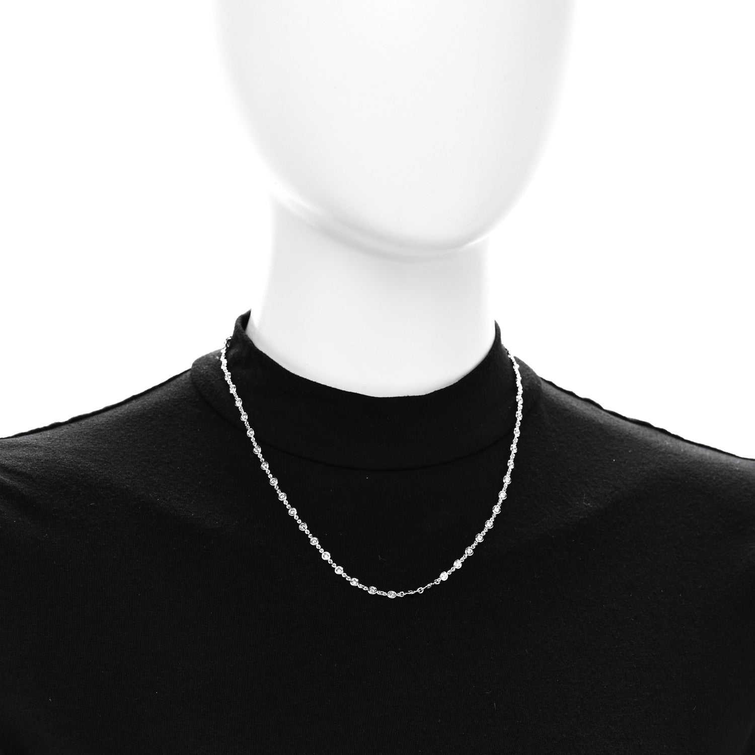 Roberto Coin 18K White Gold Diamond 2.25ctw Diamonds By The Inch Continuous Station Necklace 2 of 5