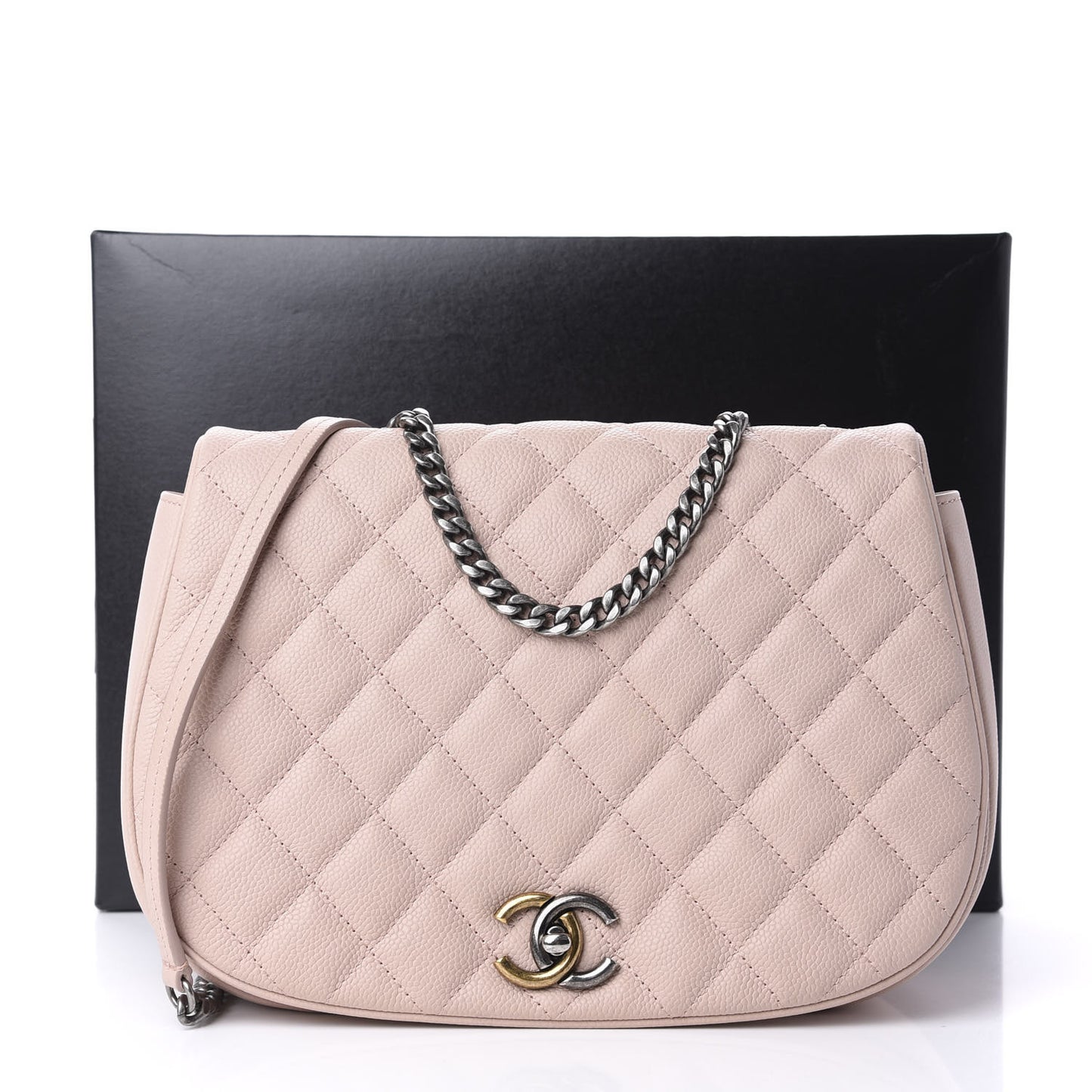 Caviar Quilted Casual Pocket Messenger Flap Light Pink