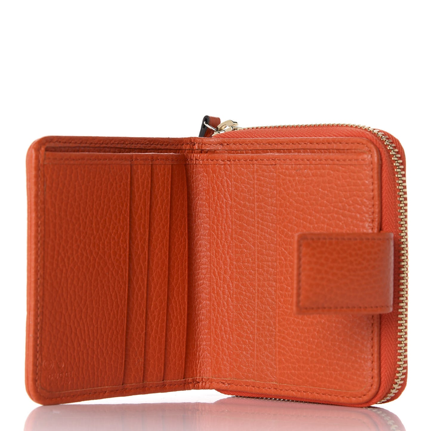 Monogram Dollar Calfskin Zip Around French Flap Wallet Beige Ebony Sun Orange