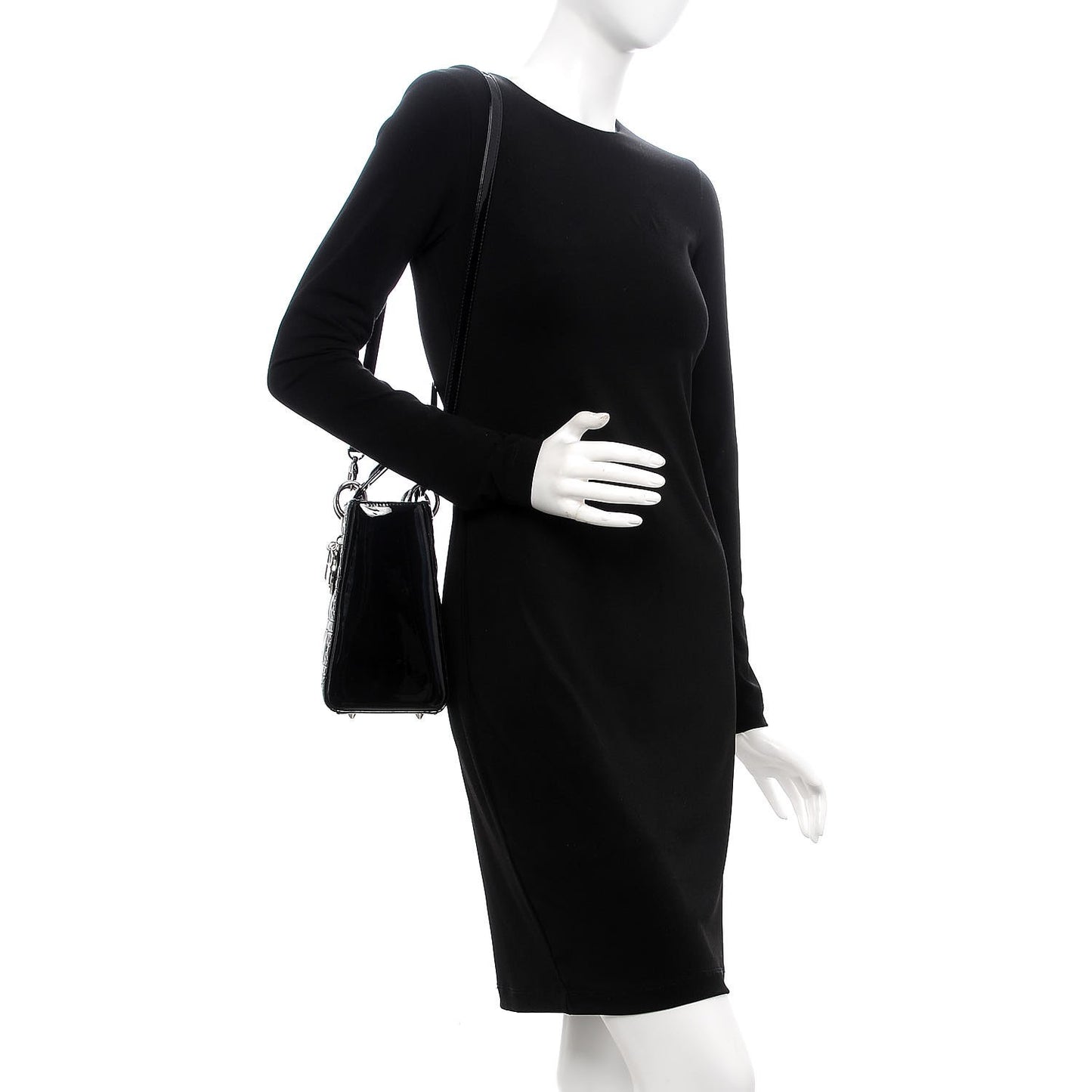 Patent Cannage Medium Lady Dior Black