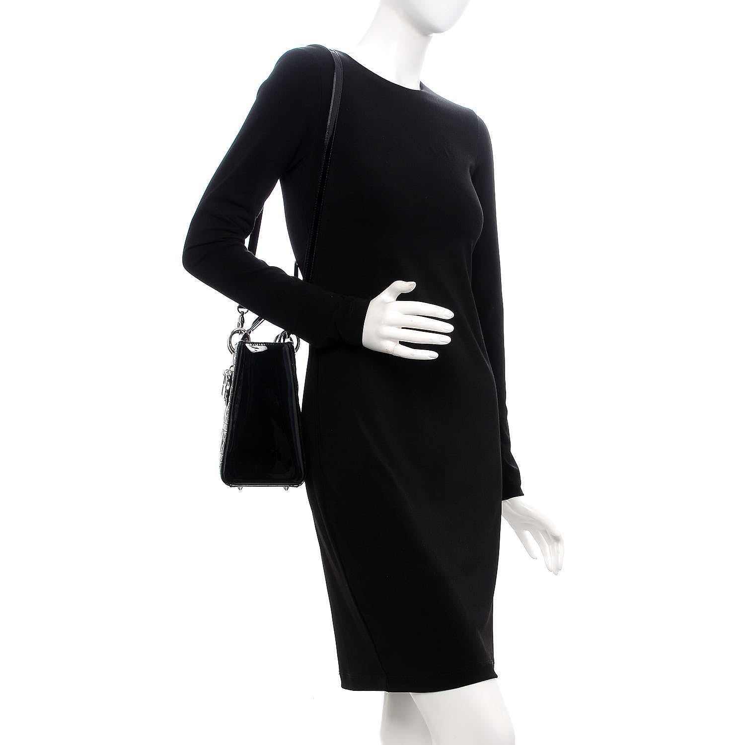 Christian Dior Patent Cannage Medium Lady Dior Black 2 of 7