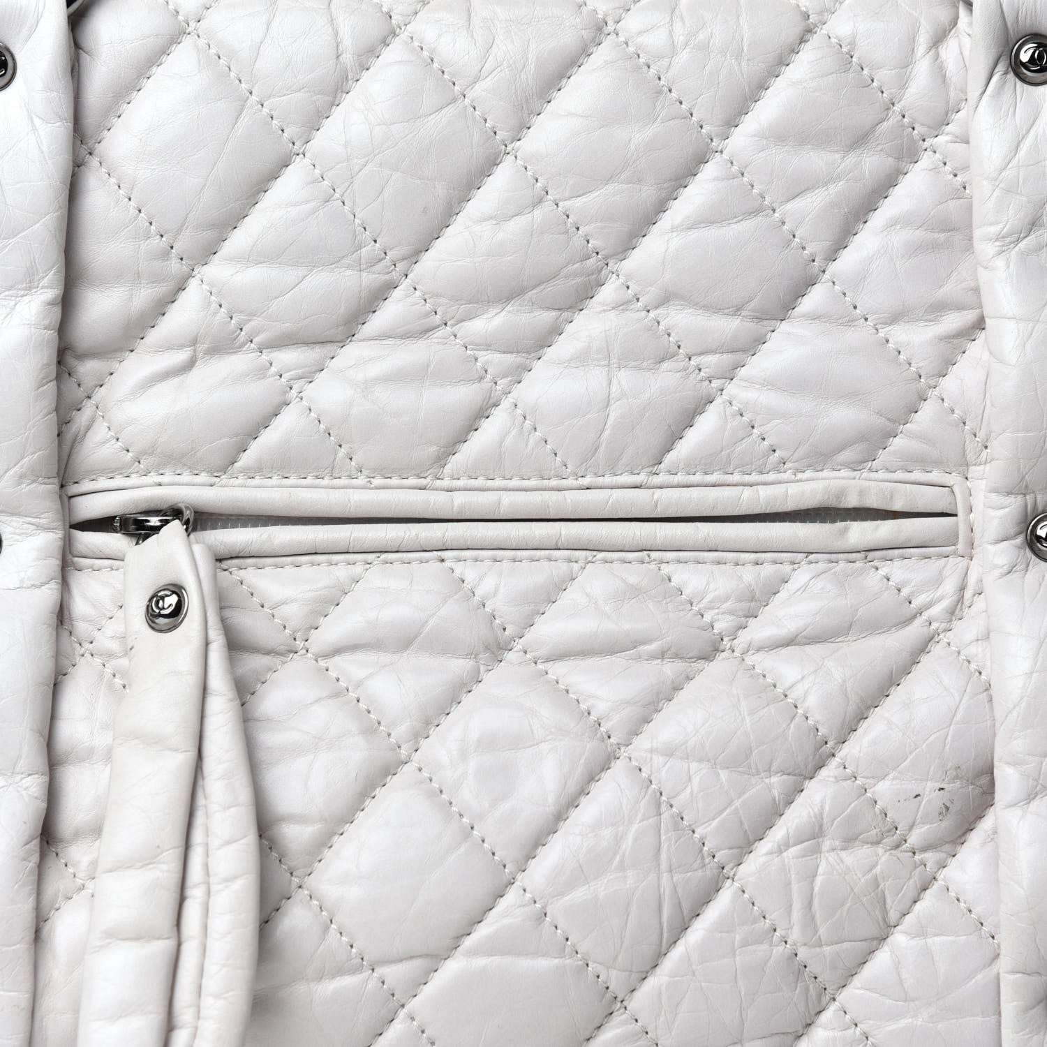 Chanel Distressed Lambskin Vintage Ligne Lady Braid XL Tote White 11 of 11