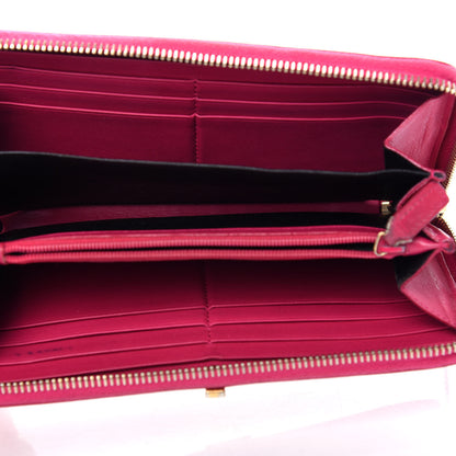 Saint Laurent Calfskin Classic Y Ligne Zip Around Wallet Fuchsia 5 of 6