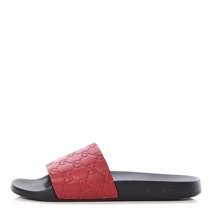 Gucci Guccissima Signature Womens Slide Sandals 39 Hibiscus Red 1 of 9