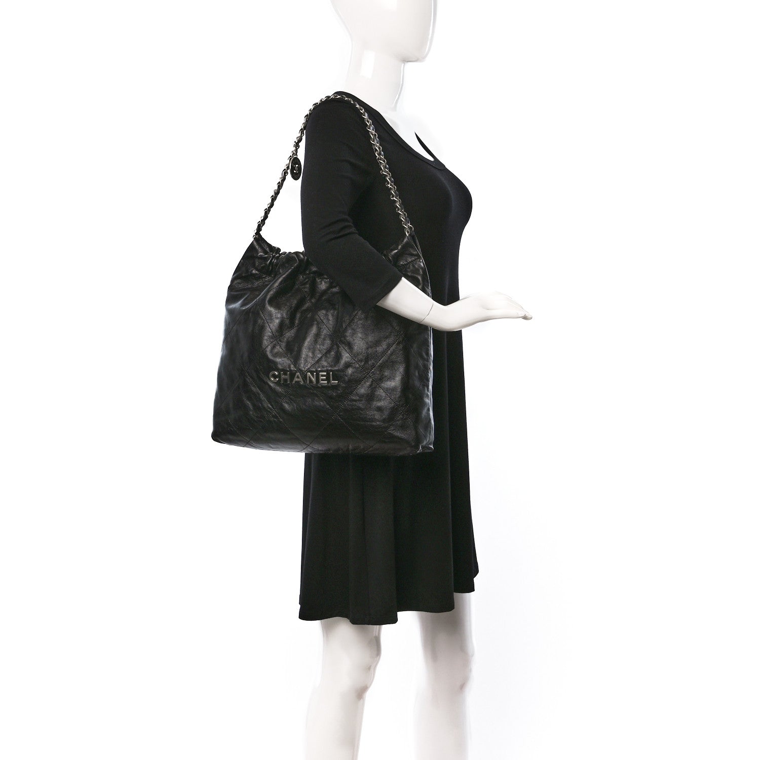 Chanel Shiny Calfskin Quilted Chanel 22 Black 2 of 11