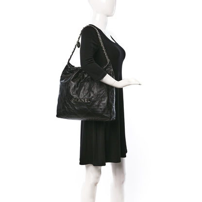 Chanel Shiny Calfskin Quilted Chanel 22 Black 2 of 11