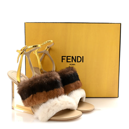 Fendi Mink Ayers Lucite Fendi First 95mm Sandals 38 Natural Brown 10 of 10