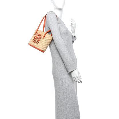 Loewe Raffia Square Mini Anagram Basket Tote Bag Natural 2 of 12