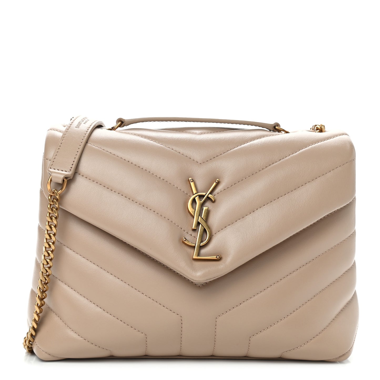Calfskin Y Quilted Monogram Small Loulou Chain Satchel Dark Beige